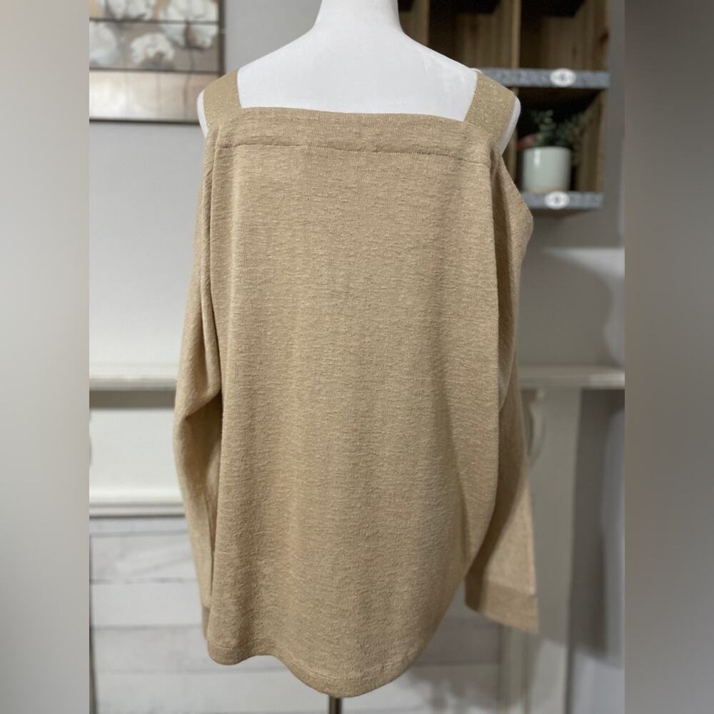 Soft Surroundings Cold Shoulder Mixed Media L Shiny Glitter Effect